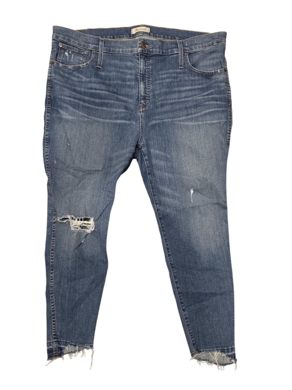 Madewell 10" High-Rise Skinny Distressed Jeans 36P Blue Denim Raw Hem